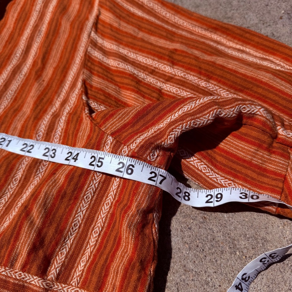 FLAX | Women Open Front Linen Blend Striped Jacket 1G Orange Boho Minimalist - Picture 5 of 8